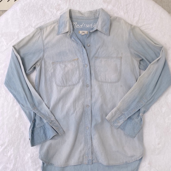 Madewell acid wash denim button down top - Picture 1 of 3